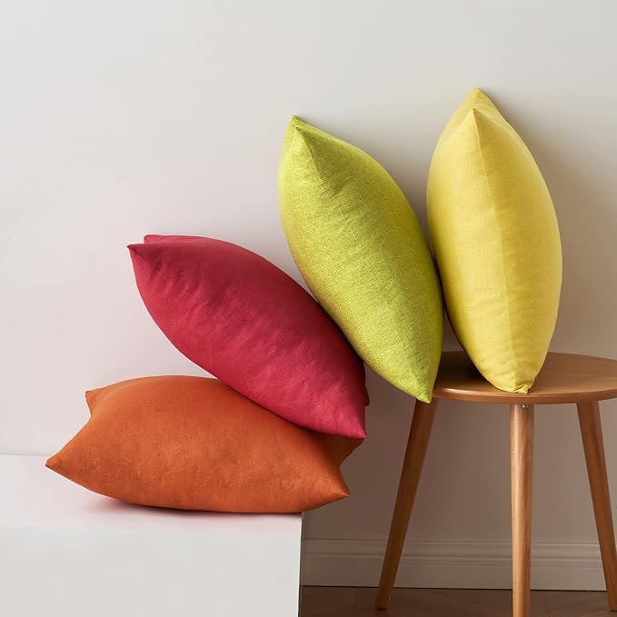 MIULEE Pack of 4 Decorative Outdoor Throw Pillow Covers Linen Waterproof Pillow - Image 6
