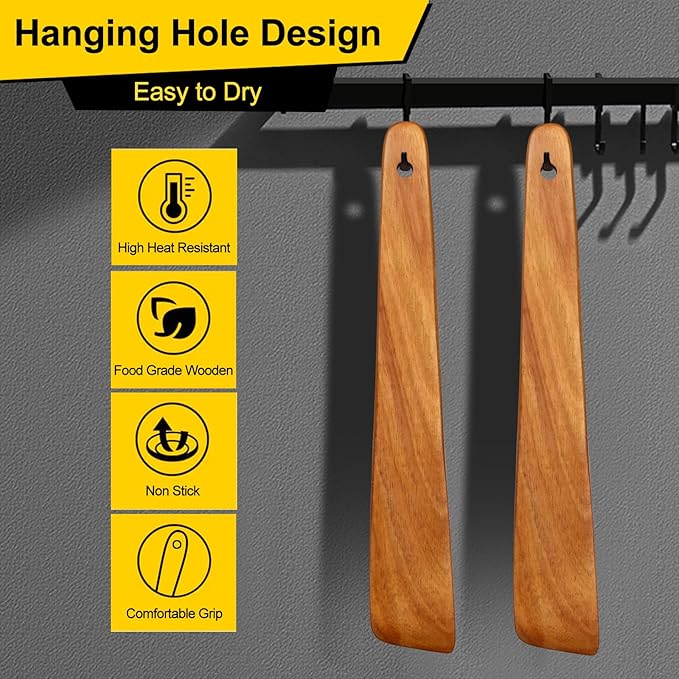 Flat Wooden Spatula for Kitchen Utensil Spurtle Kitchen Tool Turner Teak Wood - Image 4