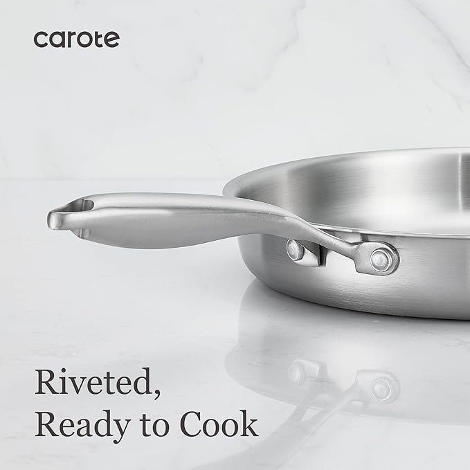 CAROTE 7-Piece Tri-Ply Stainless Steel Frying Pan Set, Skillet Set 8"/10"/12" - Image 5