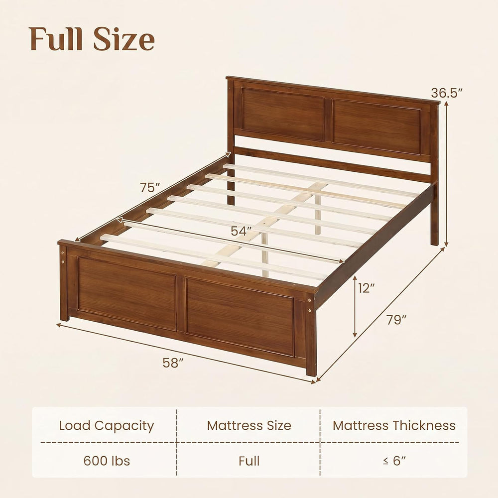 GIANTEX Full Size Bed Frame with Headboard & Footboard, Walnut