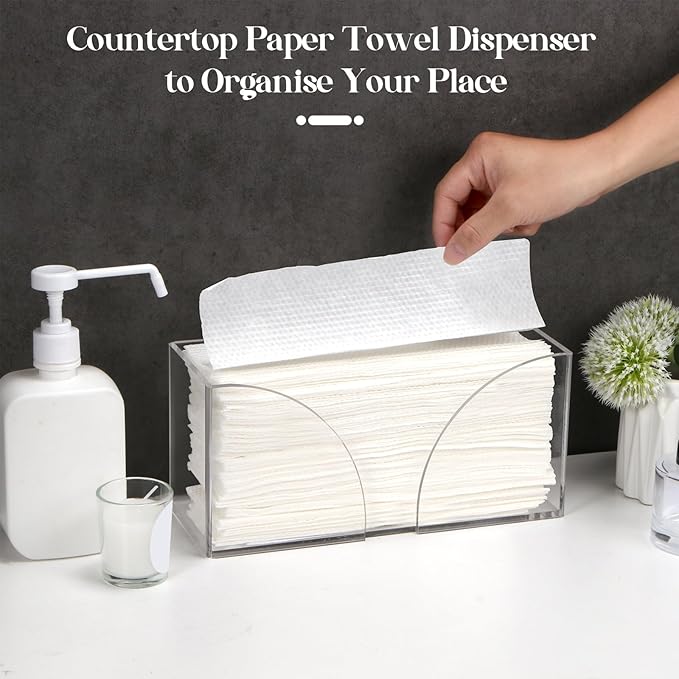 2PCS Paper Towel Dispenser Countertop Acrylic Clear Paper Towel Holder - Image 2