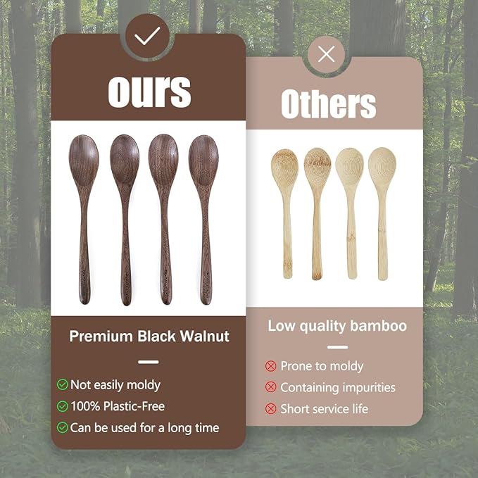 Black Walnut Wooden Spoons, Eco-Friendly Japanese Kitchenware Set, Natural Wood - Image 5