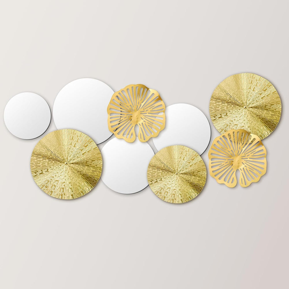 Hicarer Gold Mirror Wall Decor, Round Wall Mirror, Metal Art Decor