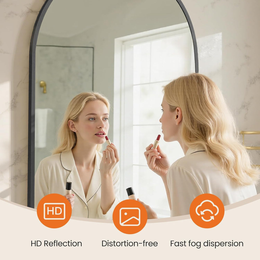 Sweetcrispy 26.5"x38" Arched Black Bathroom Mirrors for Wall, Bathr...