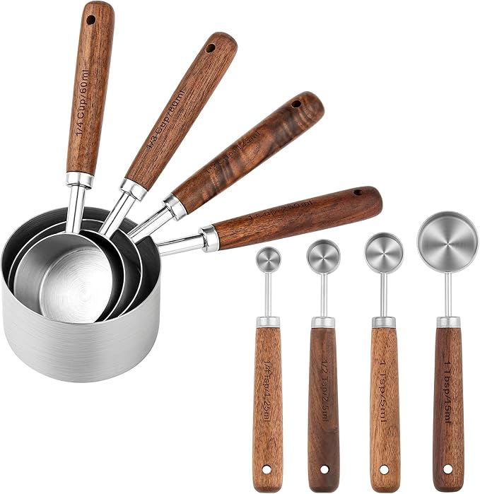 Measuring Cups and Spoons Set 8, 18/8 Stainless Steel Measuring Cups and Spoons by Smithcraft