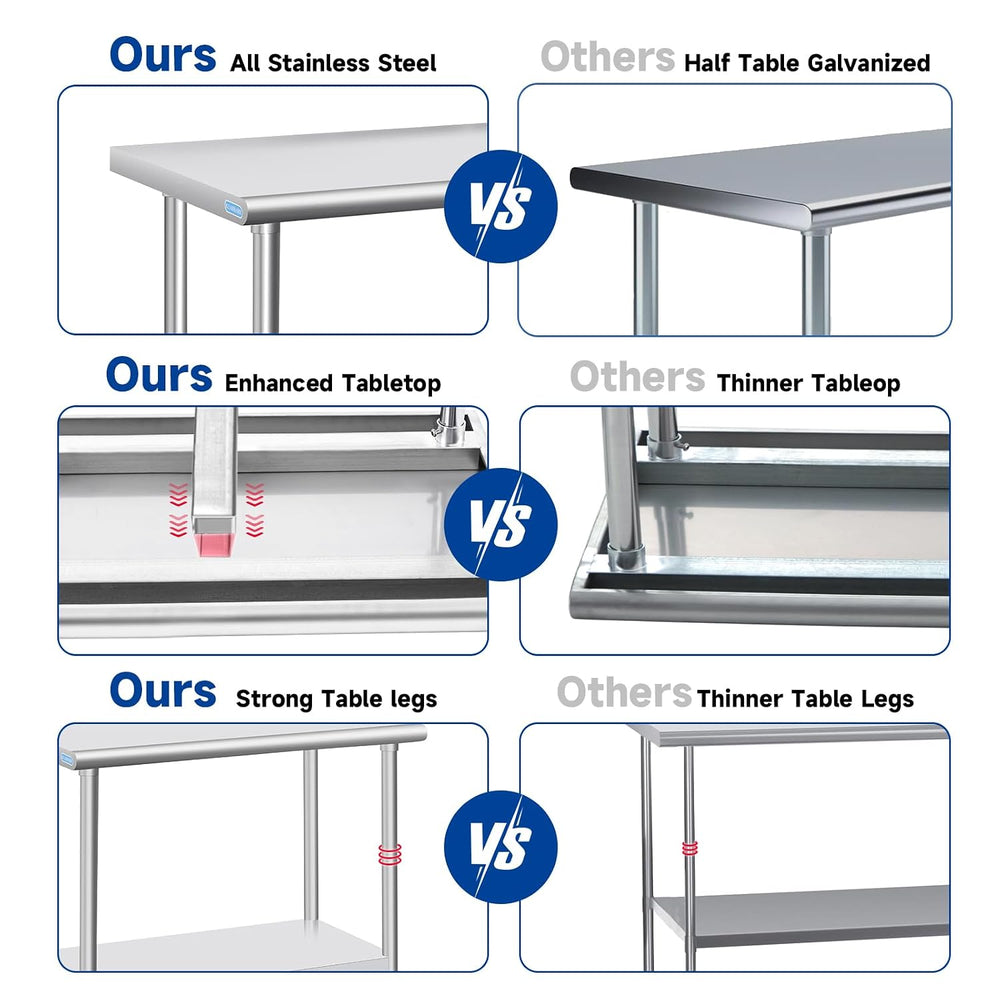 Stainless Steel Table, Stainless Table for Prep & Work 30x18x33 Inch, Com...