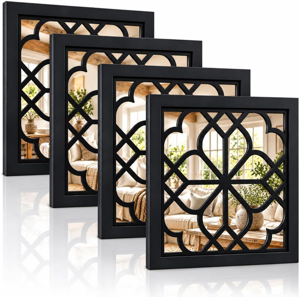 ZEXUIRU 4 Set Rustic Wall Mirrors for Bedroom Bathroom Living Room Entryway W...