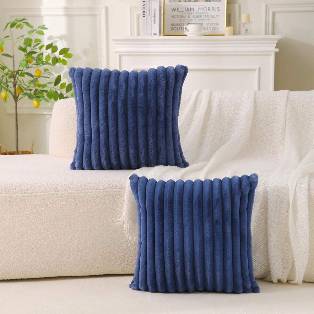 Decorative Throw Pillow with Inserts, Set of 2 Soft Faux Fur Throw Pillows, S...