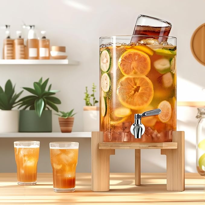 Beverage Dispenser 2.1 Gallon, Glass Drink Dispenser