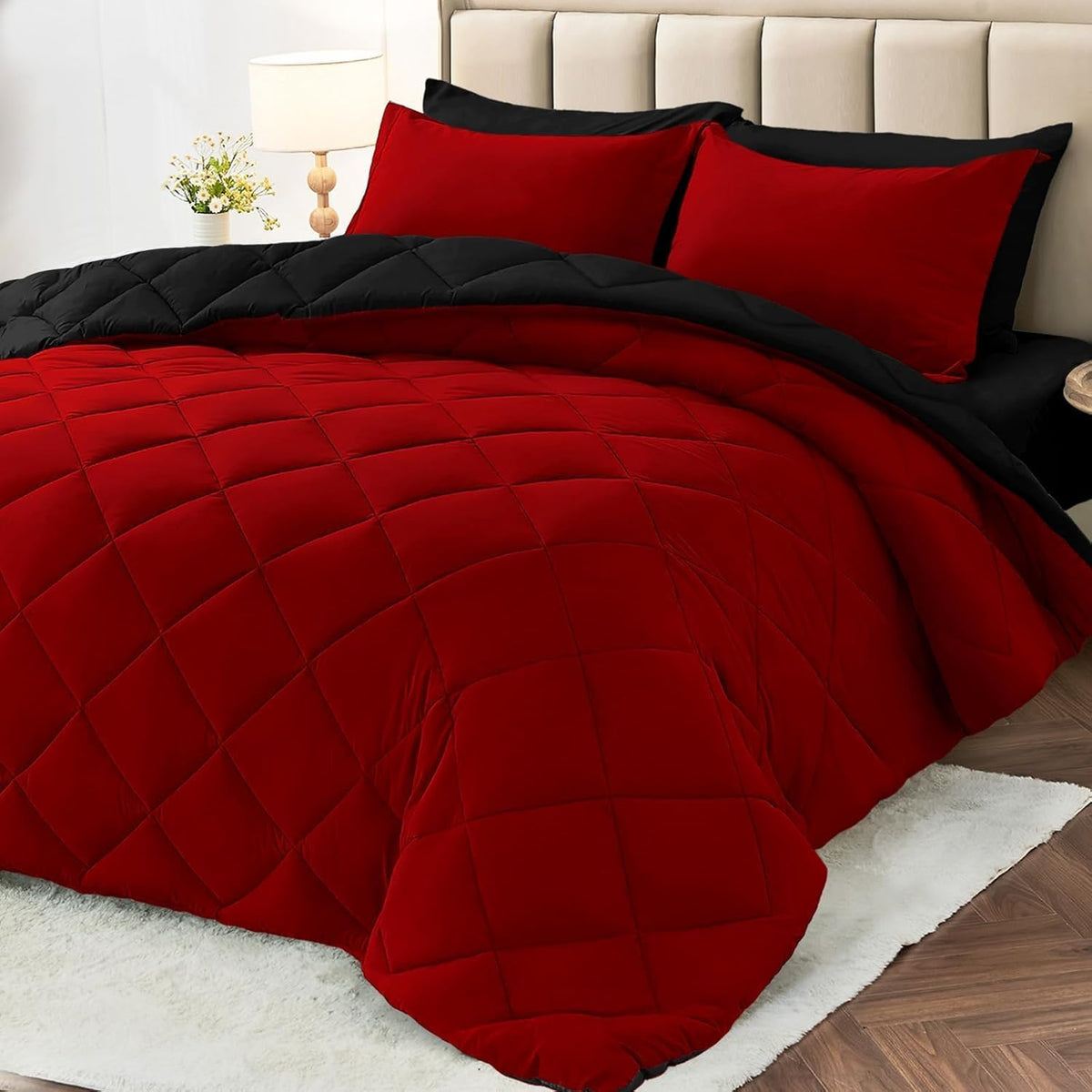 muxhomo queen comforter set 7 pieces, reversible bed, main product view