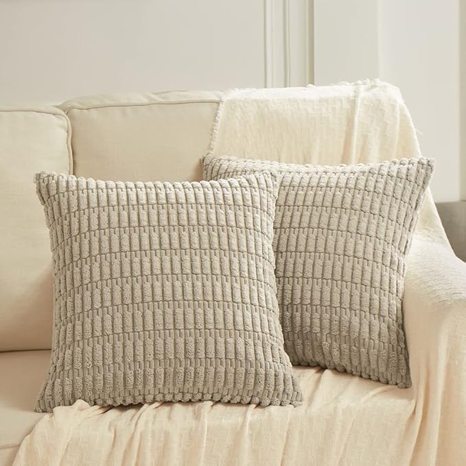 Fancy Homi 4 Packs Taupe Decorative Throw Pillow Covers 24x24 Inch - Image 6