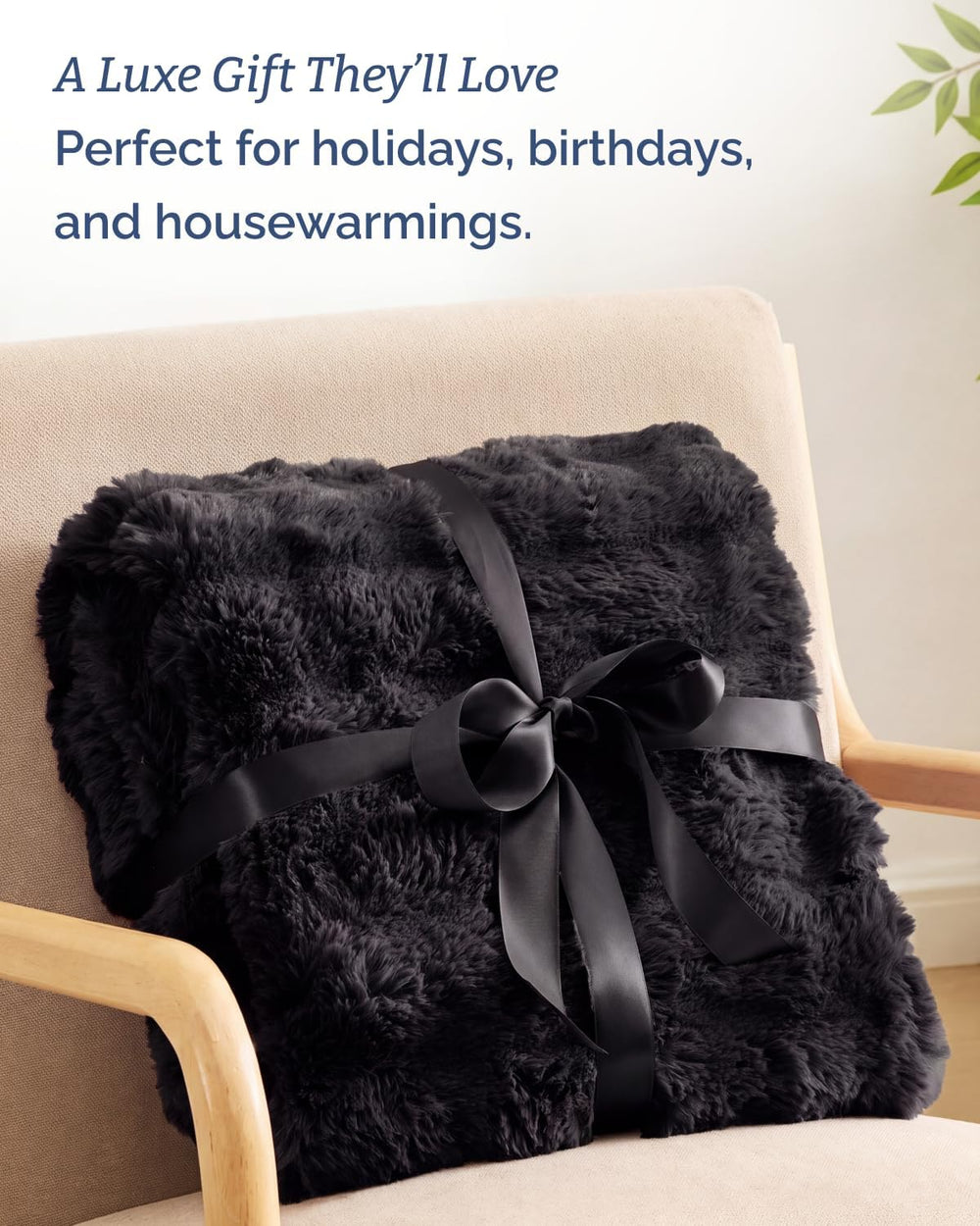 Faux Fur Throw Blanket - Throw Size Bubble Blanket - 50" x 60", Black