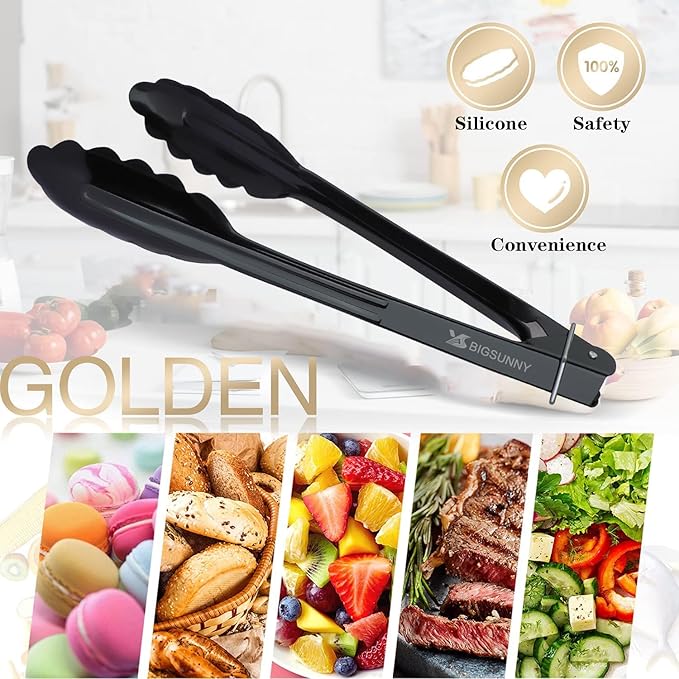 MSY BIGSUNNY 9 Inch Kitchen Food Tongs, Buffet Tongs, Serving Tongs - Image 4