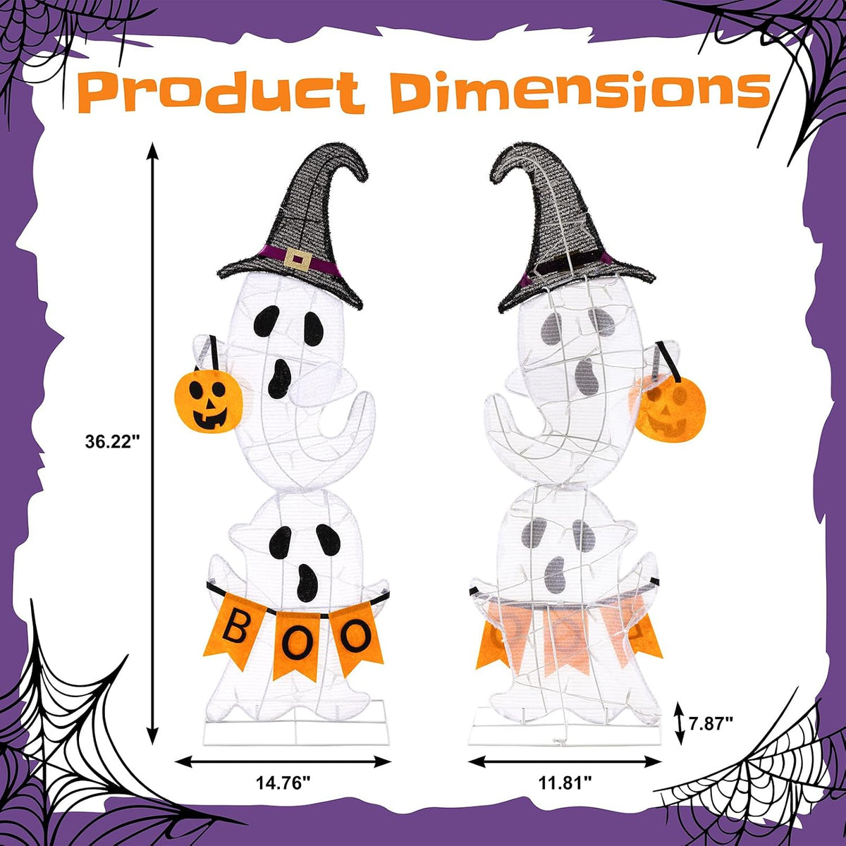 36" Lighted Halloween Ghost Decorations with 35 LED