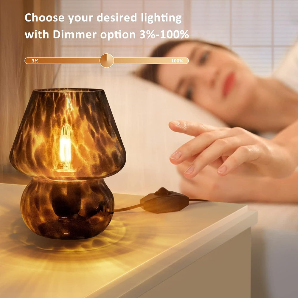 ONEWISH Mushroom Lamp Small Vintage Table Lamp for Bedroom Nightstand, Bedsid...