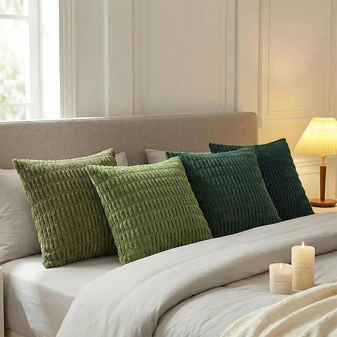 Fancy Homi Set of 4 Green Boho Decorative Throw Pillow Covers 16x16 Inch - Image 3