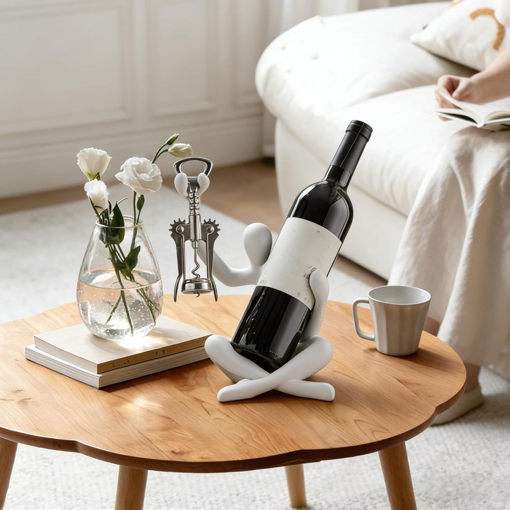 XINXUAN Abstract Wine Bottle Holder Home Decor, Resin Hollow-Out Design Decor...