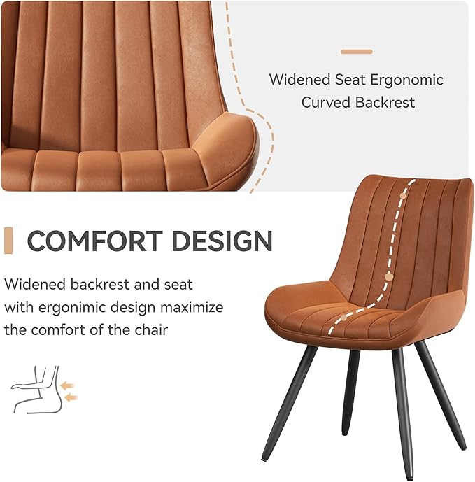 Mid Century Modern Dining Chairs Set of 6, Soft Cushion Upholstered Fabric Ki...