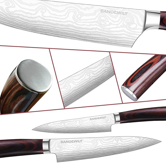 Professional Kitchen Knife Set, 5-Piece High Carbon German Stainless Steel Chef - Image 4