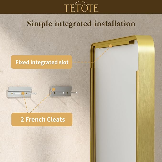 TETOTE Gold Mirror Bathroom 28 x 36 Brushed Gold Metal Framed Vanity Mirror, ...