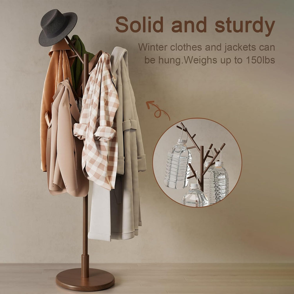 Muwuele Coat Rack, Solid Wood Coat Rack Freestanding With 12 Hooks, Coat Tree...