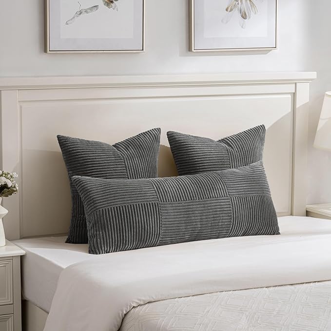 Fancy Homi 2 Packs Dark Gray Decorative Throw Pillow Covers 20x20 Inch - Image 5