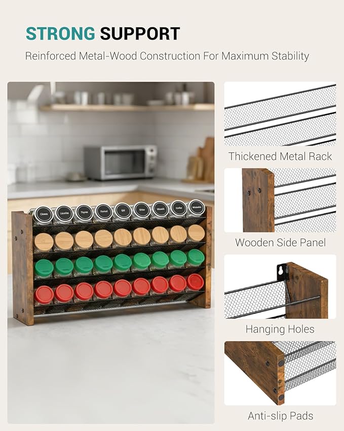NESAPTO Spice Rack Organizer for Cabinet, Wood 4-Tier Vertical Seasoning - Image 7