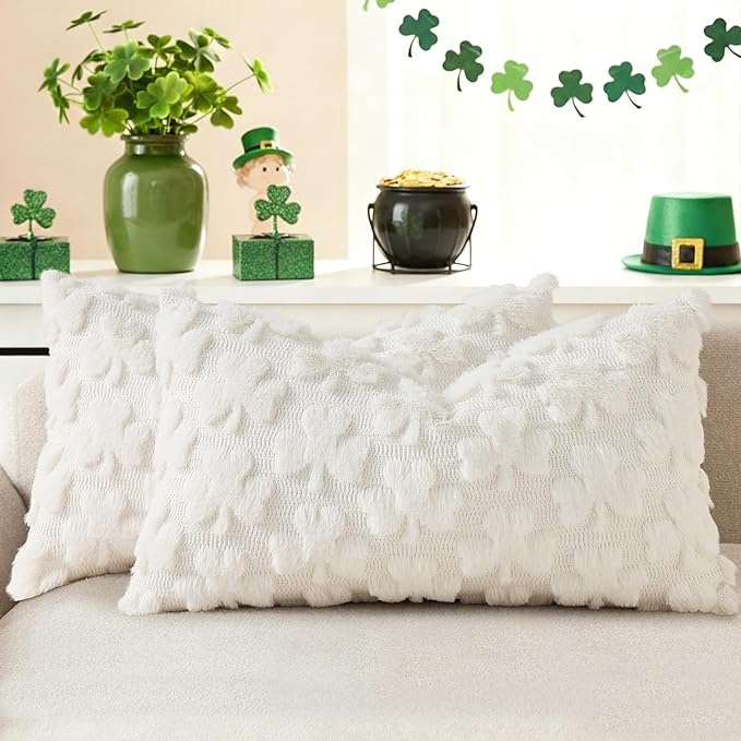 decorUhome St. Patrick’s Day Shamrock Pillow Covers 12x20 Inch Set of 2 by decorUhome
