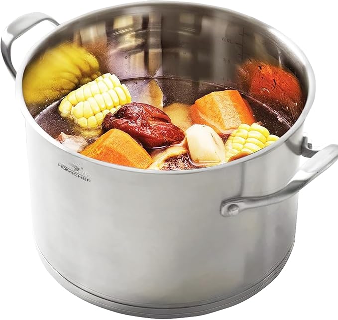 HOMI CHEF HEAVY ECOLOGICAL NICKEL FREE Stainless Steel Stock Pot 8QT by HOMICHEF
