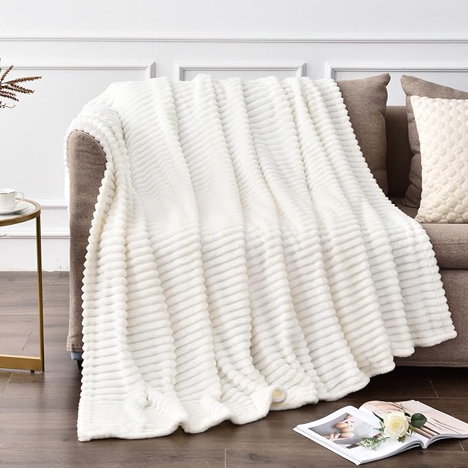 BEDELITE Fleece Blanket Twin Size – 3D Ribbed Jacquard Soft and Warm Decorative - Image 9