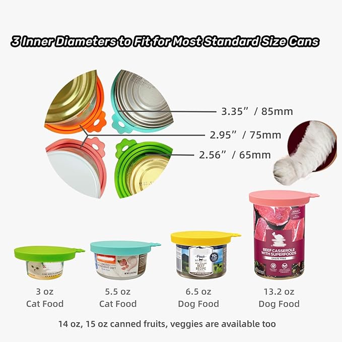 MoPawKT- Silicone Can Covers, Cat & Dog Food Can Covers Lids, Universal 3 Sizes - Image 3