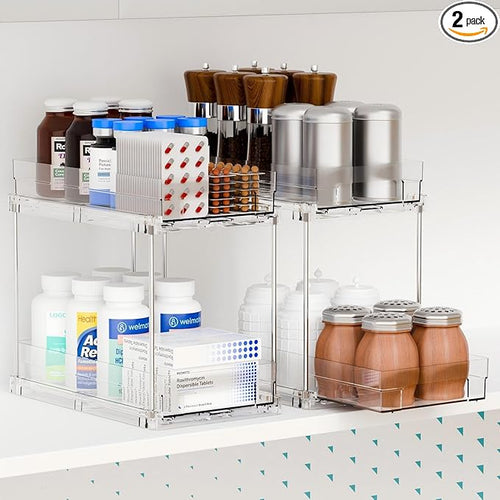 2 Set, 2 Tier Pull Out Cabinet Organizer by Yieach