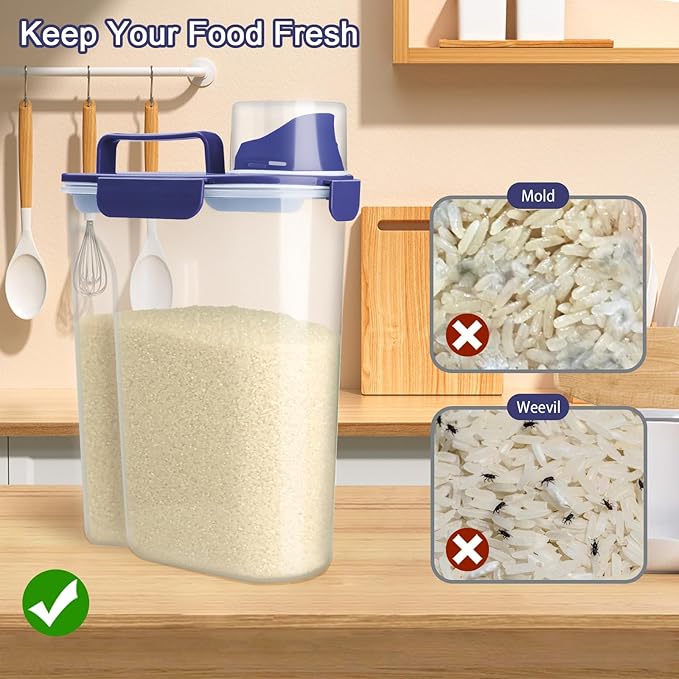 Komzon Rice Container, Airtight Rice Storage Container 10lb, Cereal Containers - Image 6