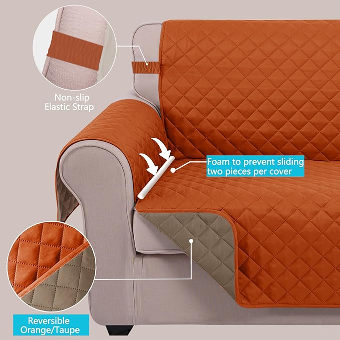 U-NICE HOME Reversible Oversized Chair Covers Quilted Water Repellent Pet - Image 4