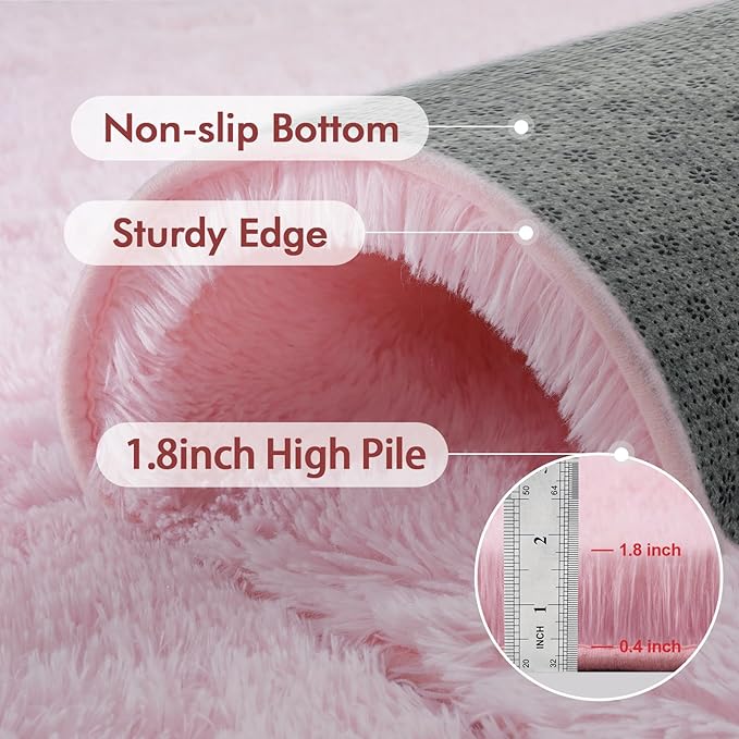 5x7 Ft Pink Rugs for Bedroom Girls, Shag Fluffy Area Rug for Living Room - Image 5