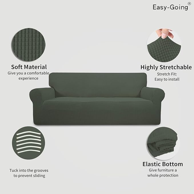 Easy-Going Stretch 4 Seater Sofa Slipcover 1-Piece Sofa Cover Furniture - Image 3