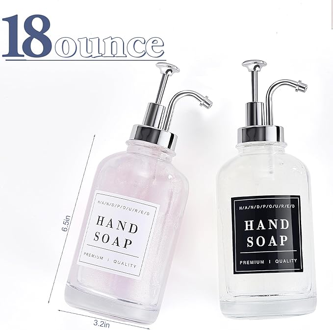 Glass Soap Dispenser with Pump, Countertop Soap and Lotion Dispenser Set of 2 - Image 2