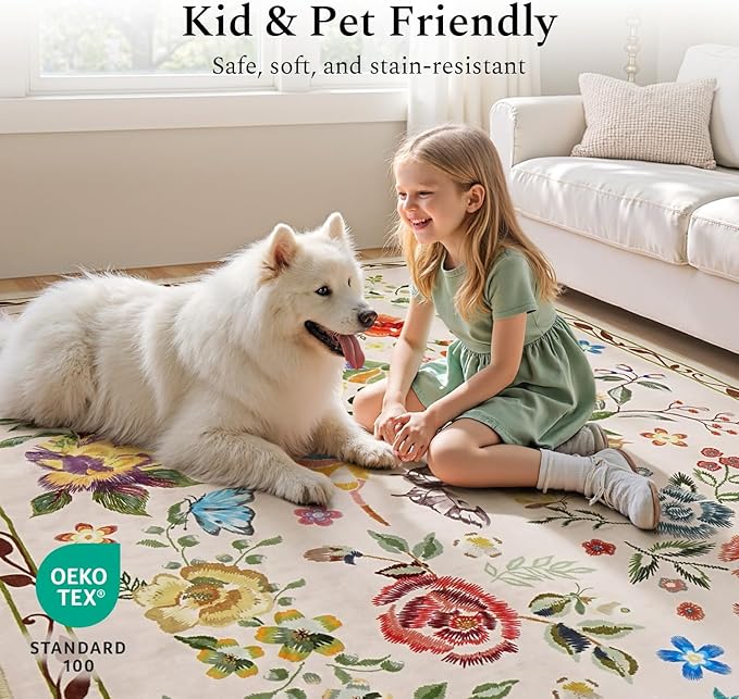 Rugflix 5x7 Washable Area Rug for Living Room, Soft Non Slip Low Pile Carpet - Image 6