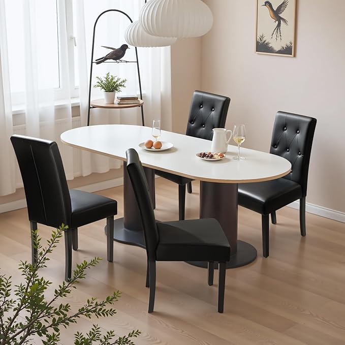 Furmax Upholstered Dining Chairs Set of 2, PU Leather Dinning Room Chairs, Bu...