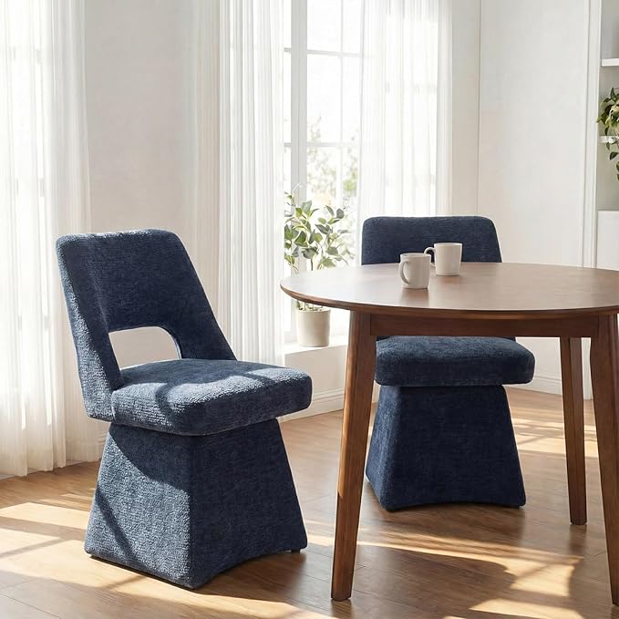 VKNOW Upholstered Swivel Dining Chairs Set of 2, Modern Dining Room Chairs wi...