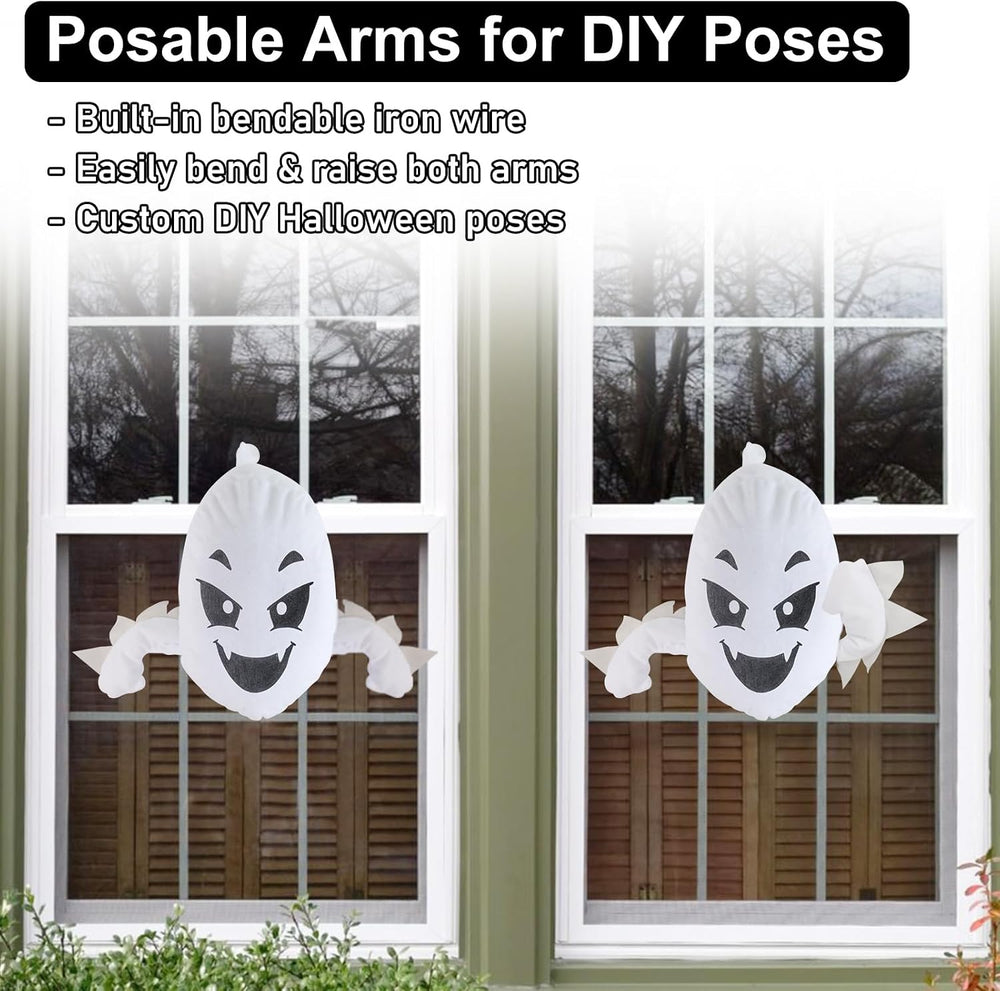 DUNCHATY Window Ghosts Halloween Decor - 2 Pack 3D Stuffed Crasher Ghost