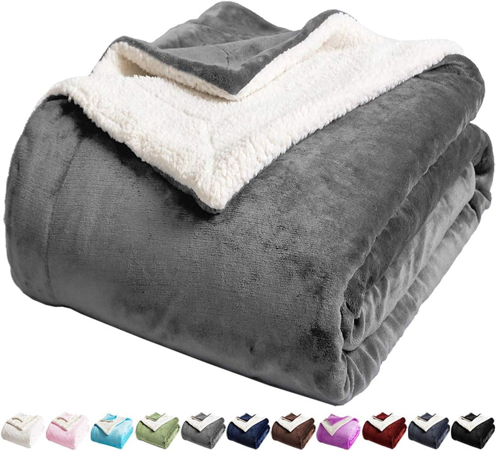LBRO2M Sherpa Fleece Bed Blanket Super Soft Plush Warm Throw King 90"X10...