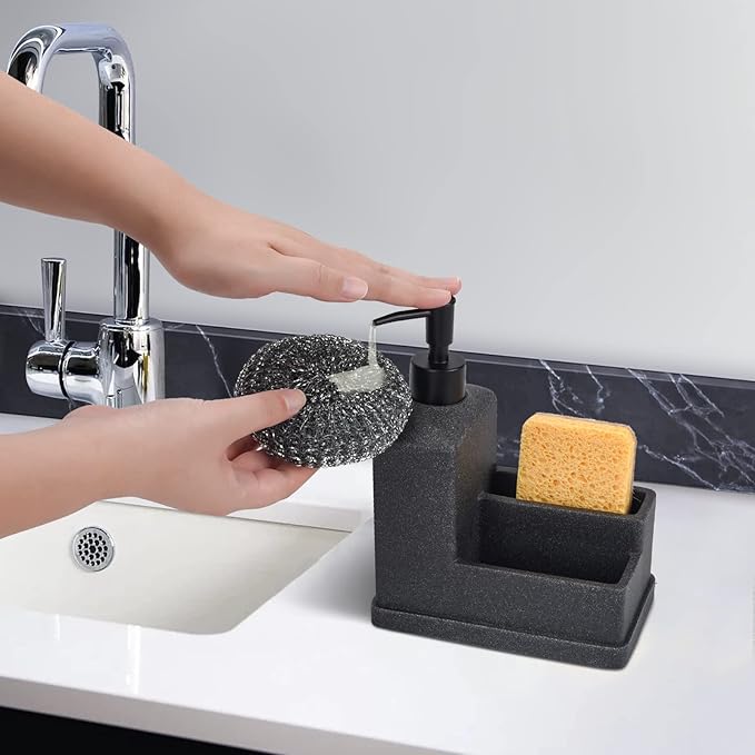 Dish Soap Dispenser with Sponge Holder, Liquid Hand and Dish Soap Dispenser and - Image 4