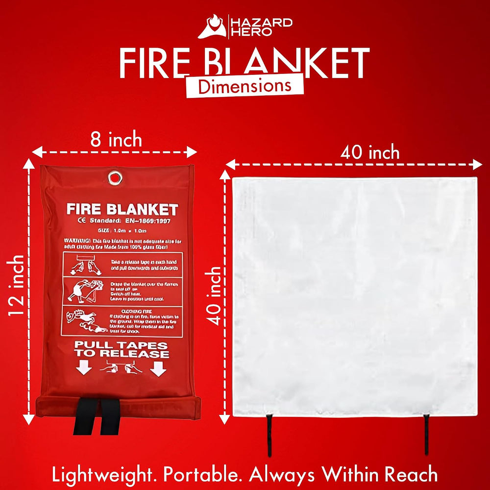 Fire Blanket 2 Pack, 40"x 40" Fiberglass Emergency Blanket