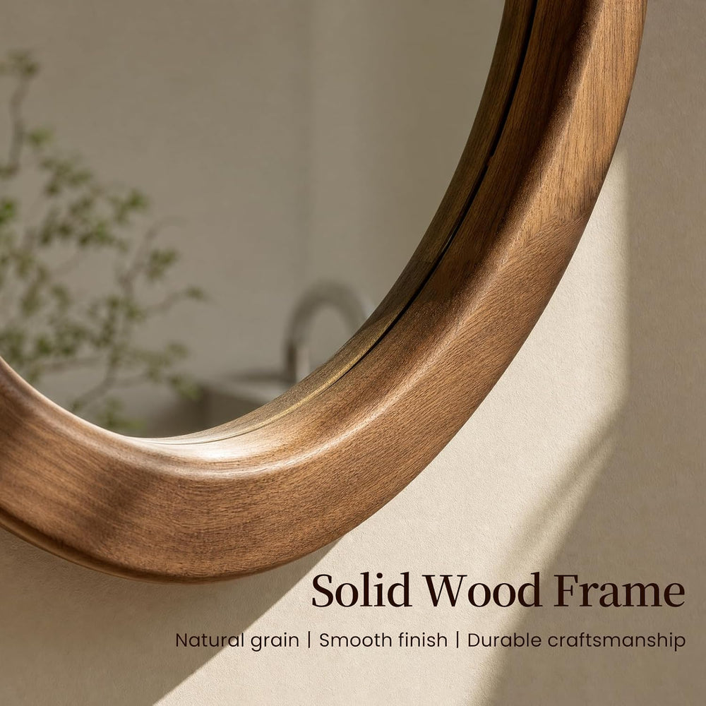 Asymmetrical Irregular Solid Wood Framed Wall Mirror, 20"x30"