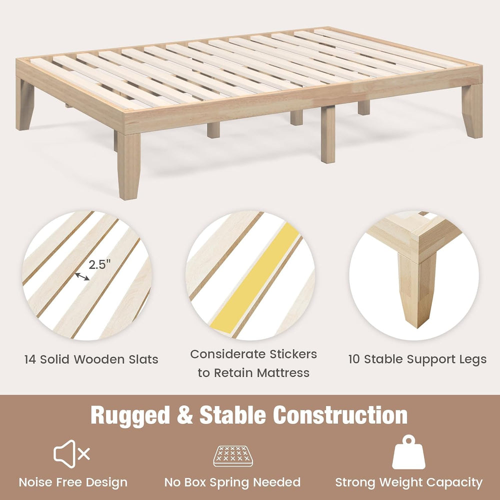 GIANTEX 14 Inch Full Wood Platform Bed Frame, Minimalist Style Mattress Found...