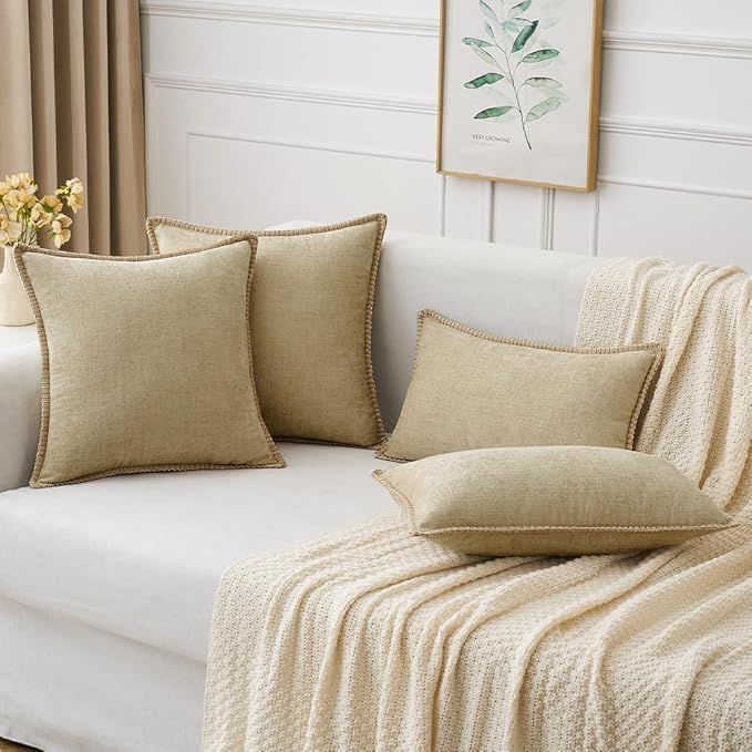 MIULEE Pack of 2 Couch Throw Pillow Covers 18x18 Inch Beige Farmhouse - Image 5