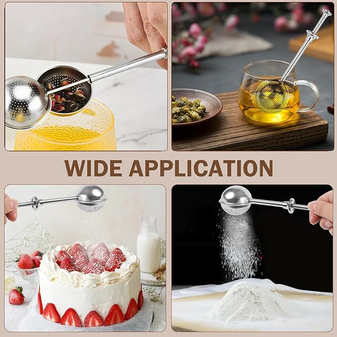 2pcs Stainless Steel Loose Tea Leaf Steeper&Sugar Shaker Duster Sifter 2 in 1 - Image 7