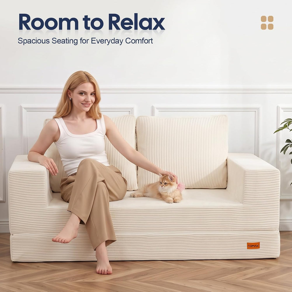 COMAX Futon Sofa Bed, Convertible Sofa Bed, Folding Boneless Couches