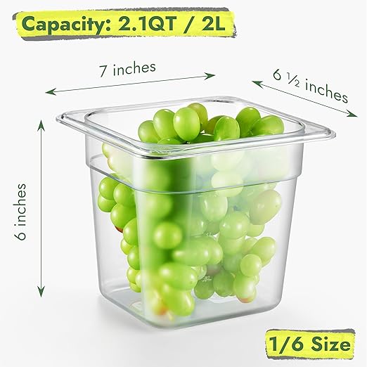 CURTA 6-Pack 1/6 Size 6" Deep NSF Polycarbonate Food Pans - Image 2